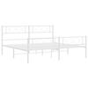 vidaXL Cadre de lit m&eacute;tal sans matelas et pied de lit blanc 183x213 cm