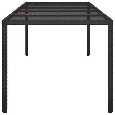 vidaXL Table de jardin Noir 250x100x75 cm Verre trempé et poly rotin