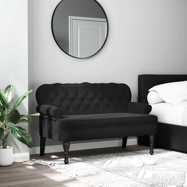 vidaXL Banc avec dossier Noir 119,5x64,5x75 cm Velours