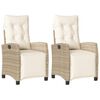 vidaXL Chaises inclinables de jardin lot de 2 avec repose-pied rotin