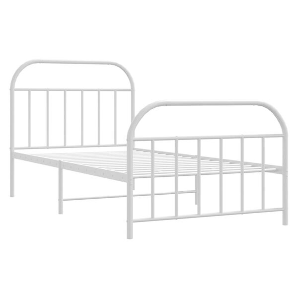 vidaXL Cadre de lit m&eacute;tal sans matelas et pied de lit blanc 100x190 cm