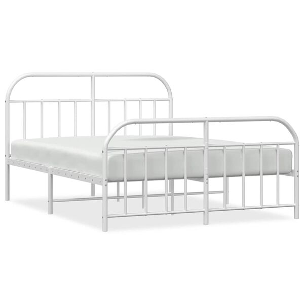 vidaXL Cadre de lit métal sans matelas et pied de lit blanc 183x213 cm