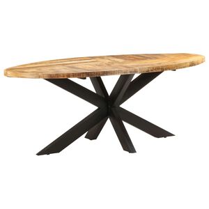 vidaXL Table &agrave; d&icirc;ner ovale 200x100x75 cm Bois de manguier brut