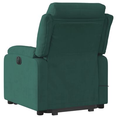 vidaXL Fauteuil inclinable de massage électrique vert foncé velours