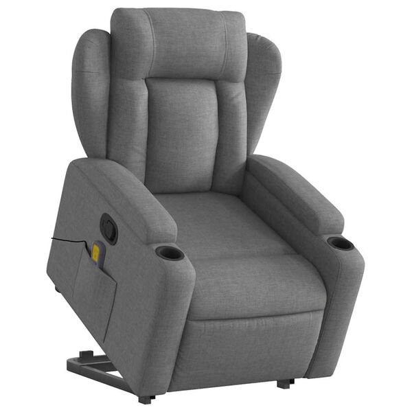 vidaXL Fauteuil inclinable de massage gris fonc&eacute; tissu