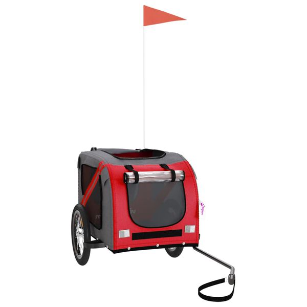 vidaXL Remorque de v&eacute;lo pour animaux de compagnie rouge et gris
