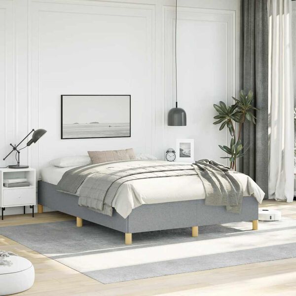 vidaXL Cadre de lit gris clair 137x190 cm tissu
