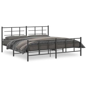 vidaXL Cadre de lit m&eacute;tal sans matelas avec pied de lit noir 193x203cm