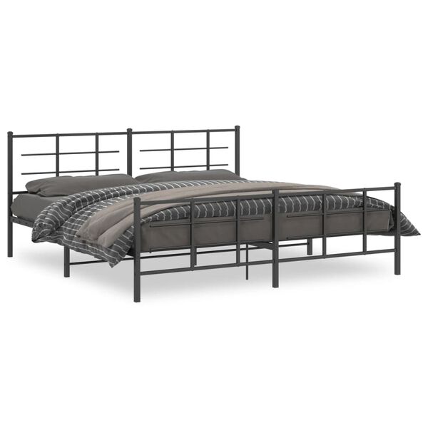vidaXL Cadre de lit m&eacute;tal sans matelas avec pied de lit noir 193x203cm