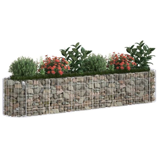 vidaXL Lit sur&eacute;lev&eacute; &agrave; gabion Fer galvanis&eacute; 260x50x50 cm