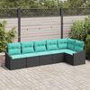 vidaXL Ensemble de canap&eacute; de jardin 6 pcs Noir et turquoise polyrotin