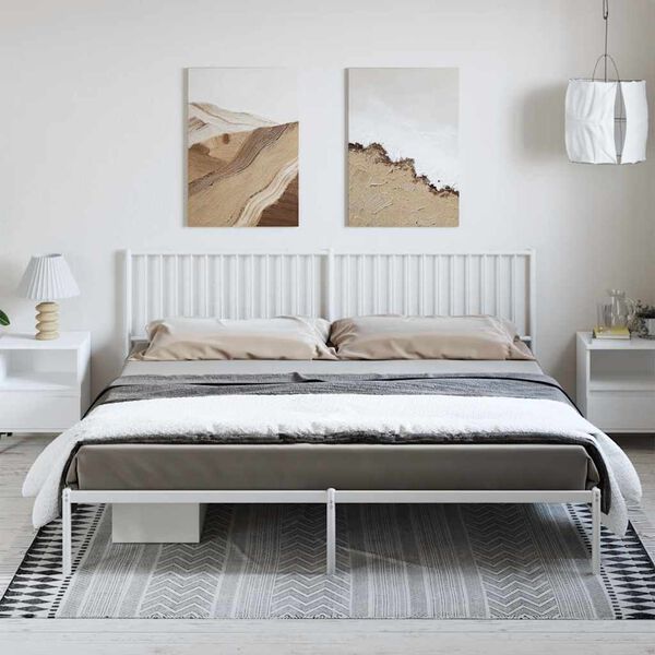 vidaXL Cadre de lit m&eacute;tal sans matelas et t&ecirc;te de lit blanc 193x203 cm