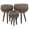 vidaXL Jardinière 3 pcs Osier avec doublure en PE