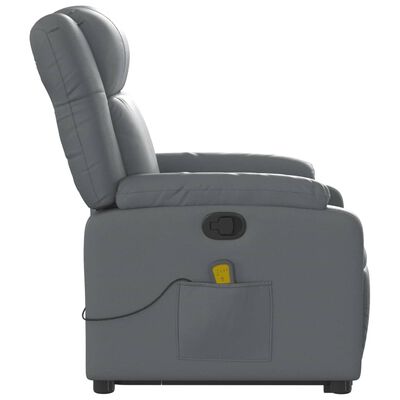 vidaXL Fauteuil inclinable de massage gris similicuir