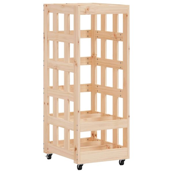 vidaXL Porte-b&ucirc;ches avec roulettes 40x49x110 cm bois massif de pin