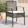 vidaXL Chaises de jardin coussins lot de 4 noir r&eacute;sine tress&eacute;e acacia