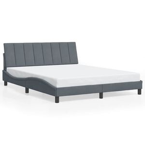 vidaXL Cadre de lit sans matelas Hanko gris fonc&eacute; 152x203 cm velours