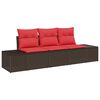 vidaXL Ensemble de Canap&eacute;s avec coussin 3 pcs Marron polyrotin