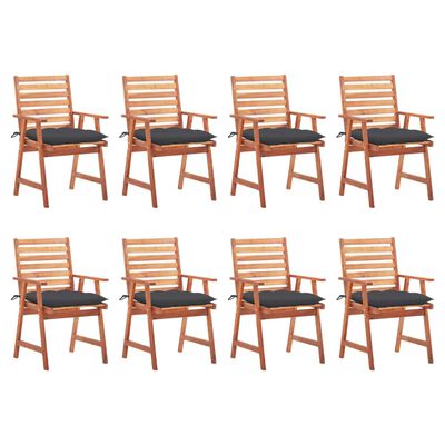 vidaXL Chaises à dîner d'extérieur 8 pcs avec coussins Acacia massif