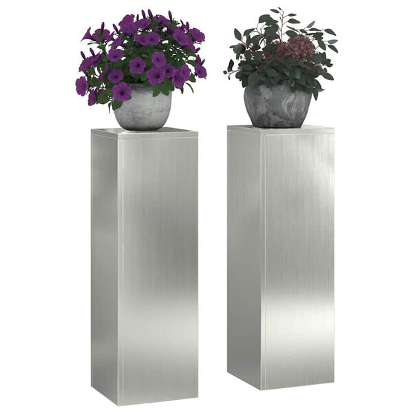vidaXL Support de Plante 2 pcs Argent 24 x 24 x 75 cm Acier galvanisé