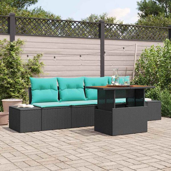 vidaXL Ensemble de salle &agrave; manger pour jardin 5 pcs Noir et Sarcelle