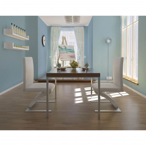 vidaXL Chaises à manger lot de 2 blanc similicuir