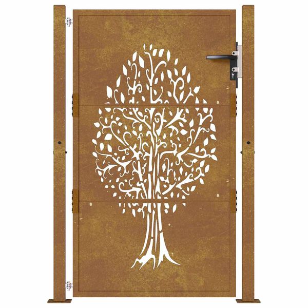 vidaXL Portail de jardin 100x150 cm en acier Corten avec motif arbre