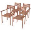 vidaXL Chaises de jardin lot de 4 et coussins vert Bois de teck solide