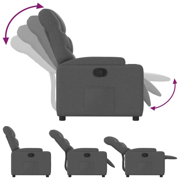 vidaXL Fauteuil inclinable en tissu gris fonc&eacute;