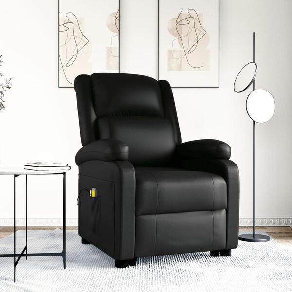 vidaXL Fauteuil de massage noir similicuir