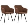 vidaXL Chaises &agrave; manger lot de 2 marron tissu