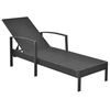 vidaXL Chaise longue avec coussin R&eacute;sine tress&eacute;e Noir
