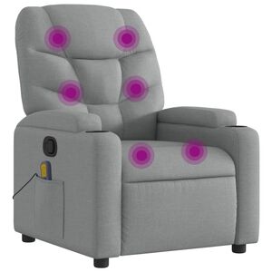 vidaXL Fauteuil inclinable de massage gris clair tissu