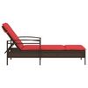vidaXL Chaise longue avec coussin Marron 63 x 200 x 81 cm Résine tressée (États-Unis uniquement)