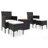 vidaXL Ensemble de bistro de jardin 5pcs R&eacute;sine tress&eacute;e et acacia Noir