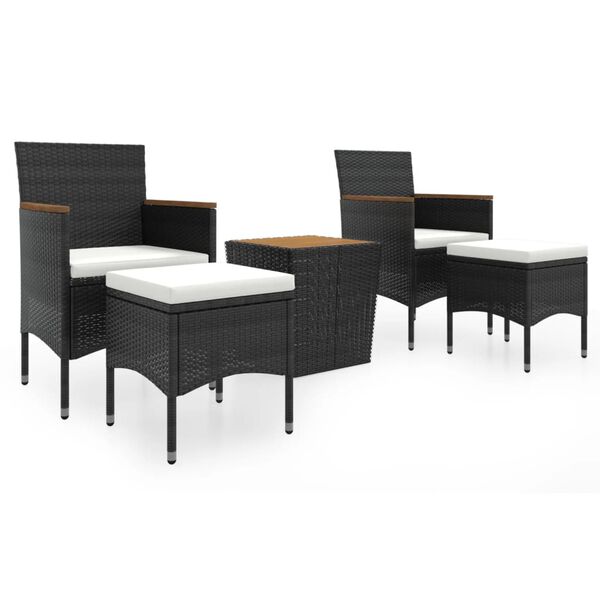 vidaXL Ensemble de bistro de jardin 5pcs R&eacute;sine tress&eacute;e et acacia Noir
