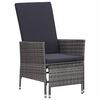 vidaXL Chaise inclinable de jardin avec coussins R&eacute;sine tress&eacute;e Gris