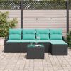 vidaXL Ensemble de Canap&eacute;s 6 pcs Noir et turquoise polyrotin