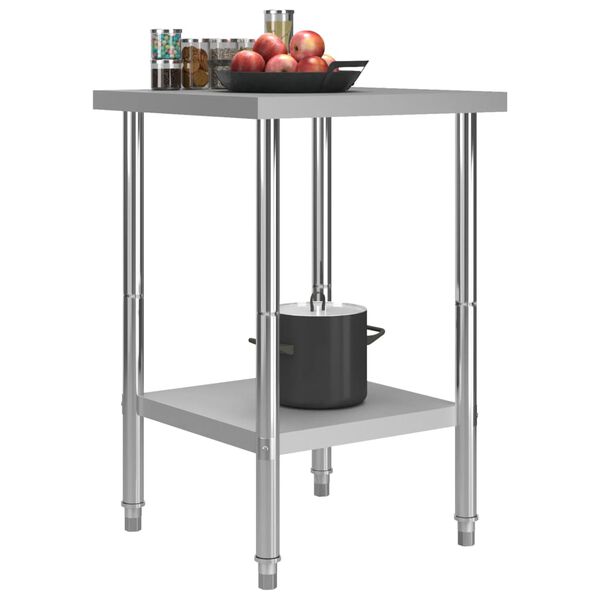 vidaXL Table de travail de cuisine 60x60x85 cm Acier inoxydable