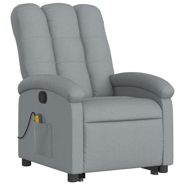vidaXL Fauteuil inclinable de massage gris clair tissu