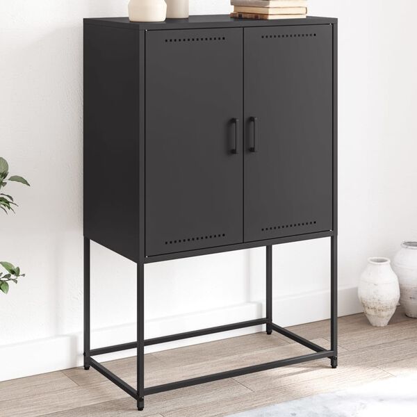 vidaXL Buffet haut noir 68,5x38,5x107 cm acier