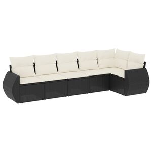 vidaXL Salon de jardin 6 pcs avec coussins noir r&eacute;sine tress&eacute;e