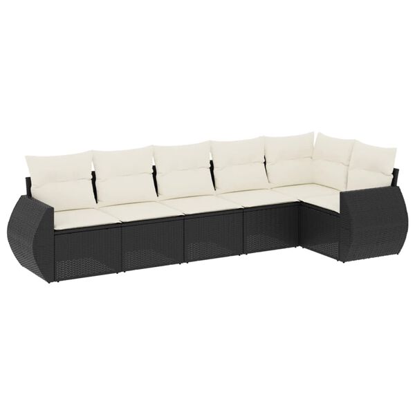 vidaXL Salon de jardin 6 pcs avec coussins noir r&eacute;sine tress&eacute;e