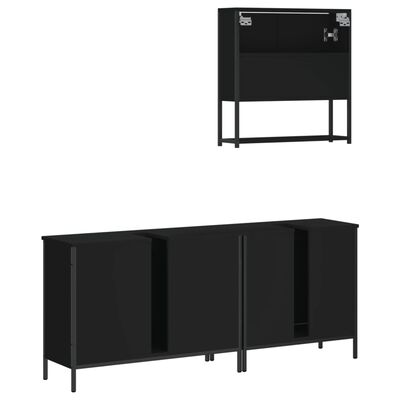 vidaXL Ensemble de meubles salle de bain 3 pcs noir bois d'ingénierie