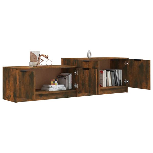 vidaXL Meuble TV Ch&ecirc;ne fum&eacute; 158,5x36x45 cm Bois d'ing&eacute;nierie
