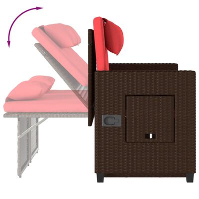 vidaXL Banc inclinable de jardin avec coussins marron résine tressée