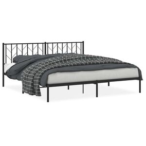 vidaXL Cadre de lit m&eacute;tal sans matelas avec t&ecirc;te de lit noir 193x203cm