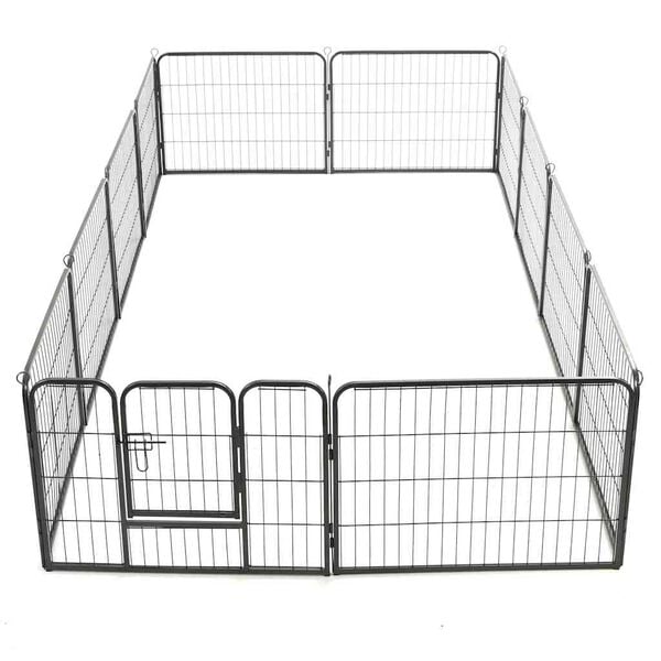 vidaXL Parc pour chiens 12 panneaux Acier 80 x 60 cm Noir