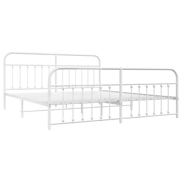 vidaXL Cadre de lit métal sans matelas et pied de lit blanc 193x203 cm