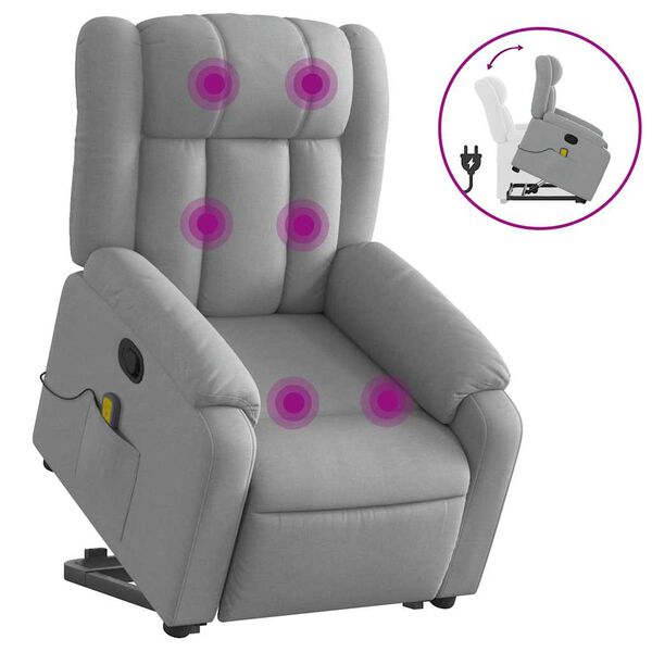 vidaXL Fauteuil inclinable de massage gris clair tissu